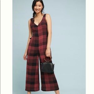 Anthro Checked Wide-leg jumpsuit NWT size 12